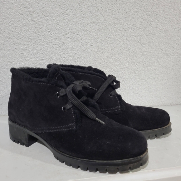 Prada Shoes - Prada Suede and Shearling Ankle Boots Size EU 39 / US 8.5 Black